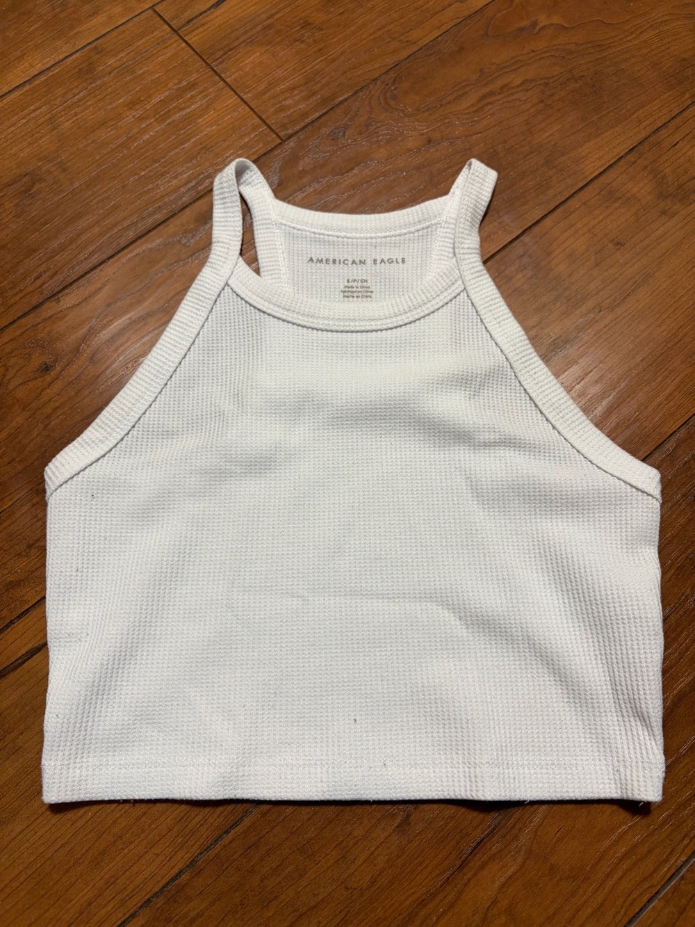 American Eagle Outfitters White Ribbed High-Neck Crop Tank